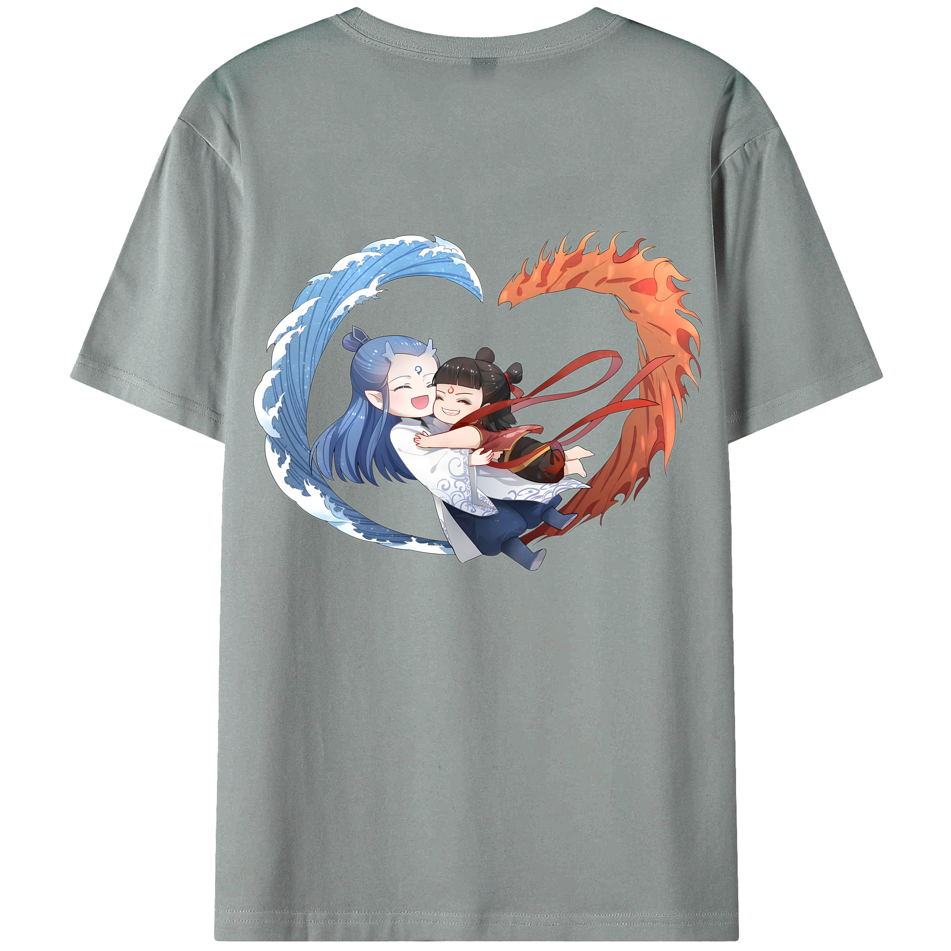 （画像用） Ne Zha 2 ナタ 魔童の大暴れ 綿100％ メンズ半袖Tシャツ（バックプリント） 通気性
